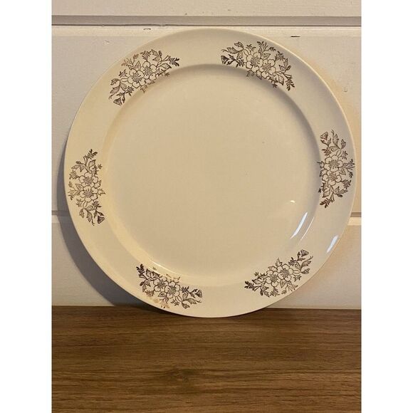 Set Of 2 Taylor Smith Taylor DINNER PLATEs with Gold Flowers Golden Floral  USA - Picture 1 of 5